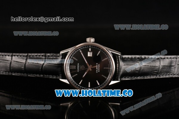 Tag Heuer Carrera Calibre 5 Automatic Swiss ETA 2824 Automatic Steel Case with Black Dial and Stick Markers - Click Image to Close